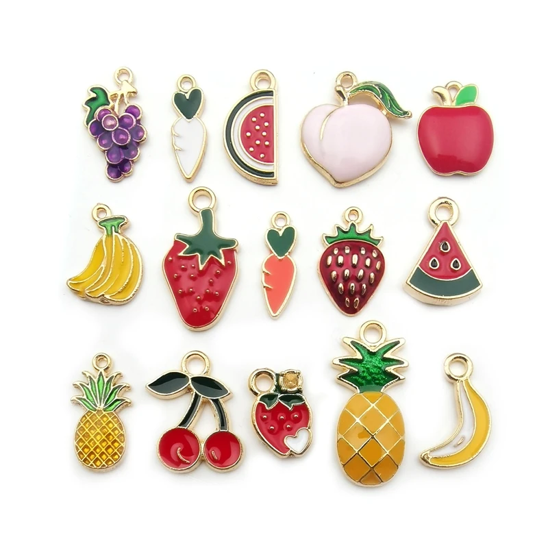 

10Pcs 20mm Fruits Cherry Strawberry Enamels Charms Diy Findings Bracelets Earring Pendant Charms for Jewelry Making Supplies