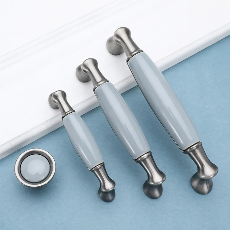 

Blue Haze /Ceramic Antique Kitchen Drawer Handles Vintage Knobs and Pulls for Cabinets Metal Furniture Hardware