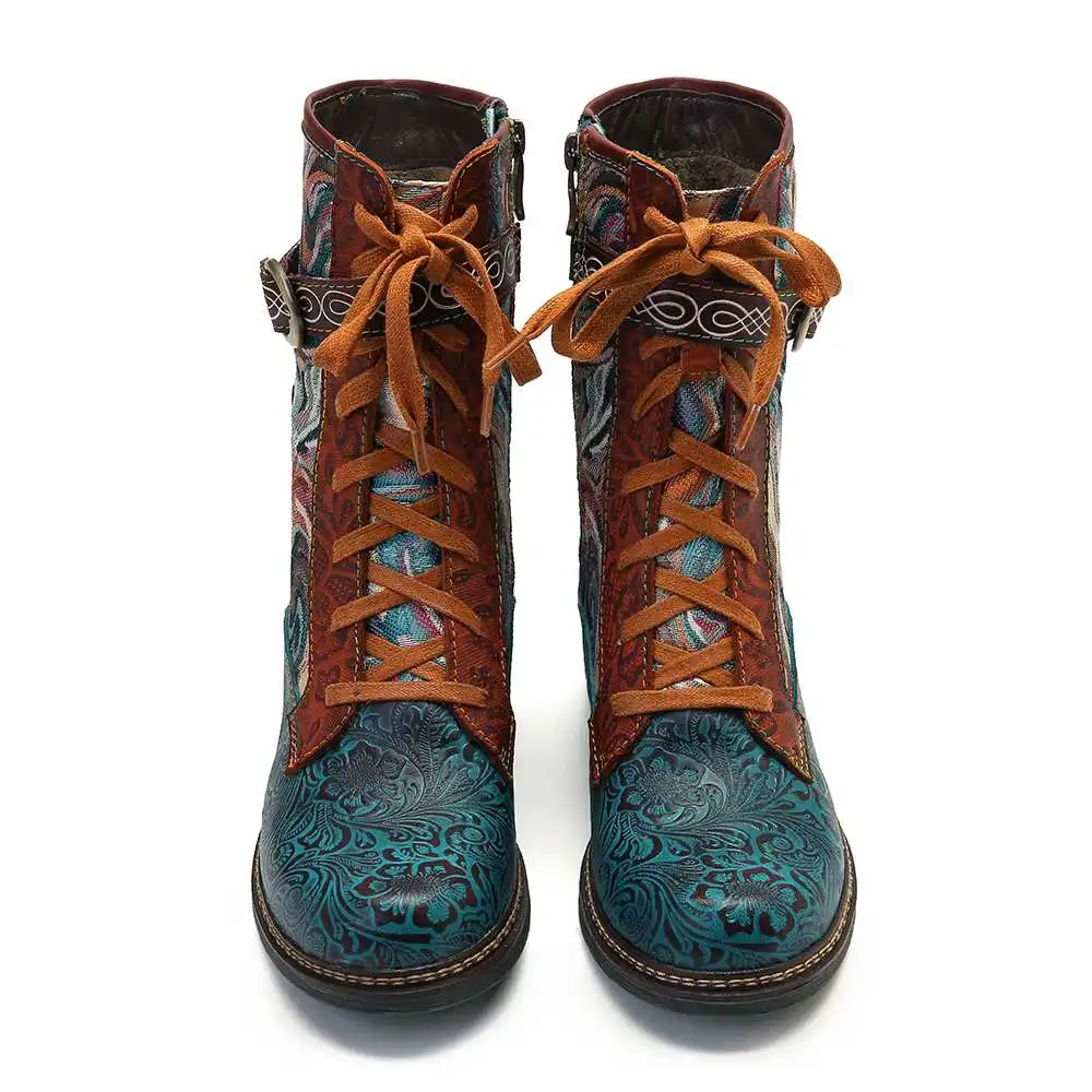 SOCOFY/Botas Mujer; короткие ботинки из тисненой натуральной кожи на плоской подошве со шнуровкой на молнии; женская обувь; женская зимняя обувь