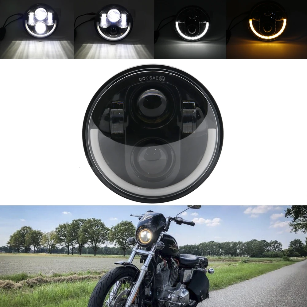 5 75 &quotангельские глазки DRL мотоциклетные фары для Harley Sportsters XG XR VRSCD Dyna проектор