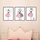 Картина на холсте розовая танцующая девушка Парижская башня Милая теплая детская комната украшение для стен в детский сад