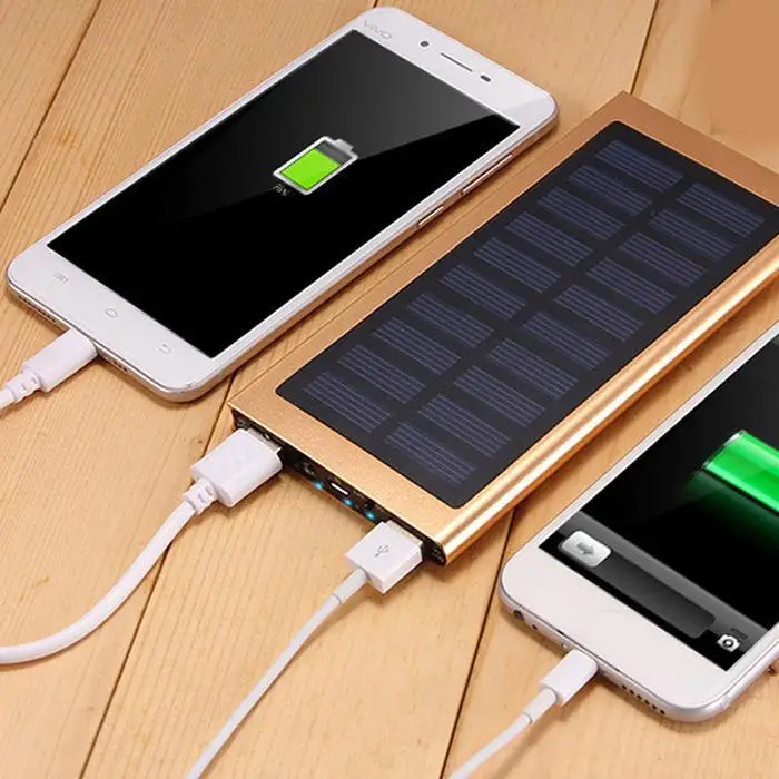Солнечная батарея 20000mAh двойное Портативное зарядное usb устройство ультра тонкий
