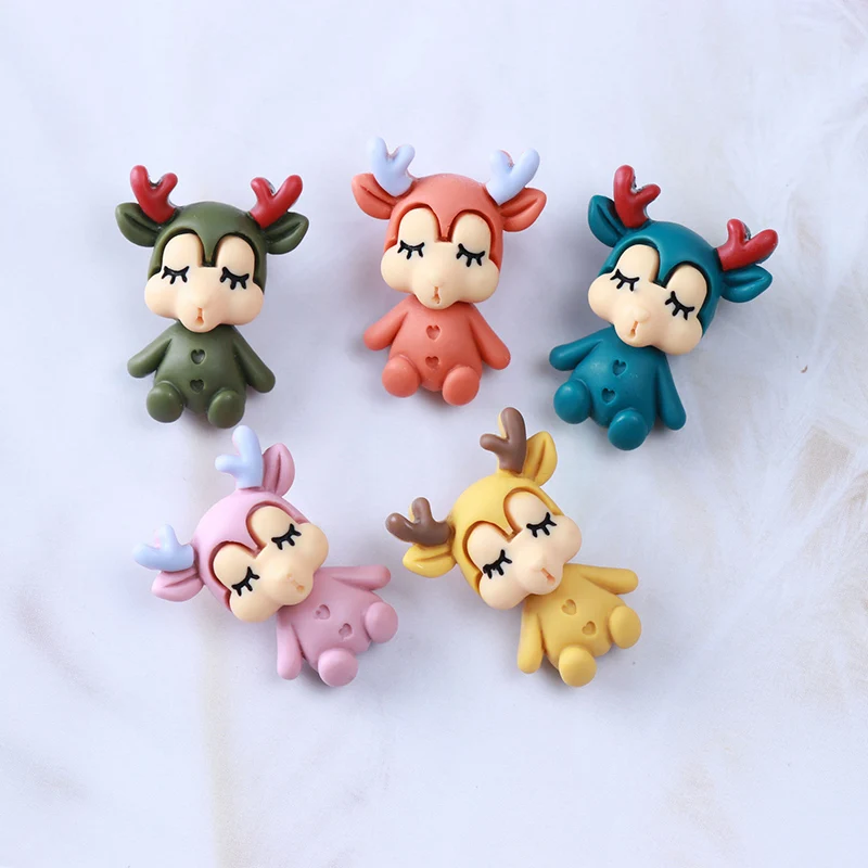 10 шт. с изображением &quotОлень&quot полимерные Стразы плоские оборота кабошон Kawaii