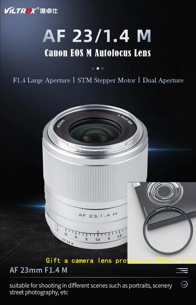 VILTROX 23/33/56mmF1.4STM подходит для Canon небольшой одноножный EF-M портрет гуманистический