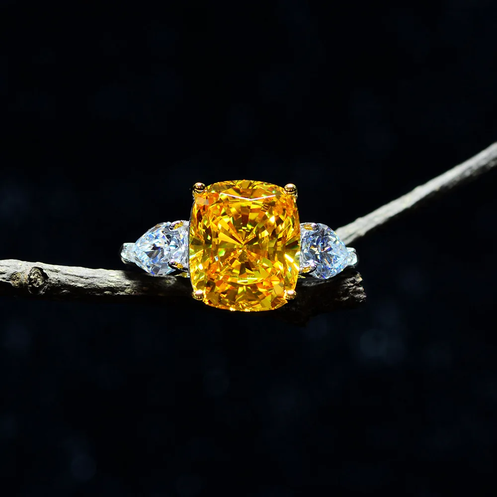 Роскошное кольцо с топазом 6ct бриллиантовое 100% оригинал Стерлинговое Серебро 925