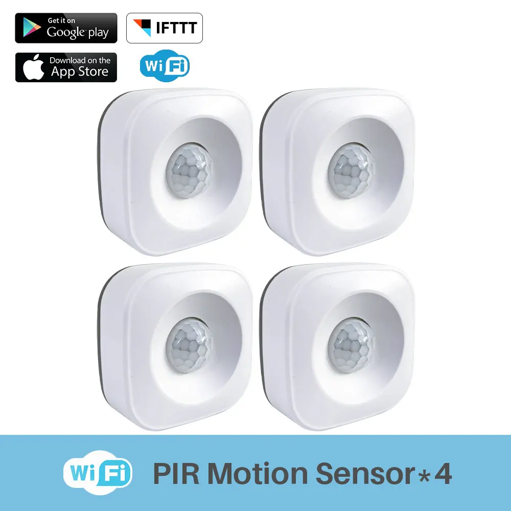 4 Pcs Умный Wi-Fi PIR датчик движения Инфракрасный телесный датчик сигнализации приложение дистанционное управление работает с IFTTT умный дом автоматизация - Цвет: 4 Pcs