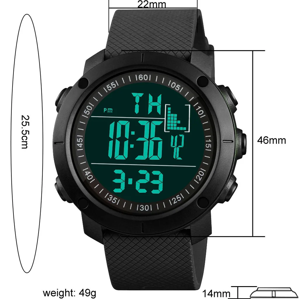 

Digital Watch 50M Waterproof LED Luminous Alarm Clock Sport Watch for Men Silicone Strap Glass Dial Wristwatch Relogio Drop Ship