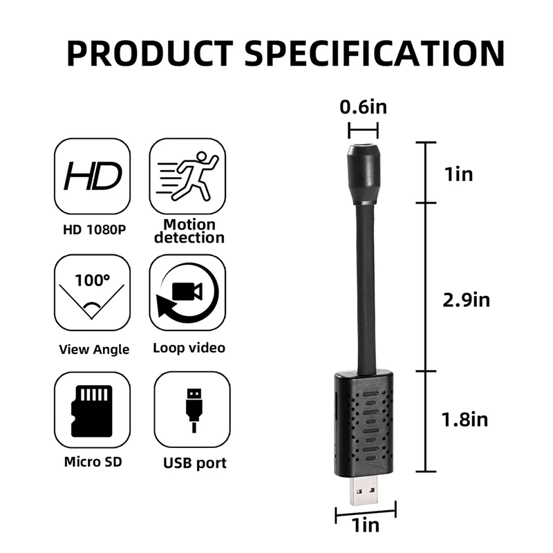 

WiFi Smart Video Endoscope Surveillance Camera USB Mini Camera IP HD P2P CCTV Cloud Storage Smart AI Human Body Detection