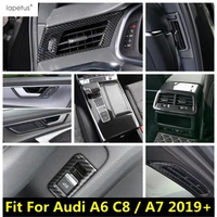 air ac vent outlet handle bowl shift gear panel decor cover trim carbon fiber look interior for audi a6 c8 a7 2019 2022