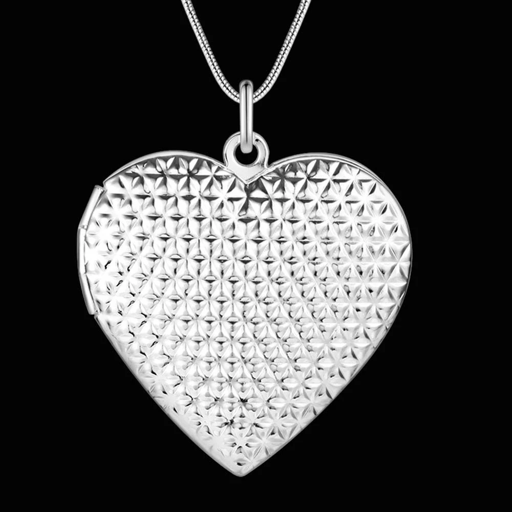 

New 925 Sterling Silver Necklace Charms Heart photo frame Pendant For Women Fashion luxury designer party wedding Jewelry gifts