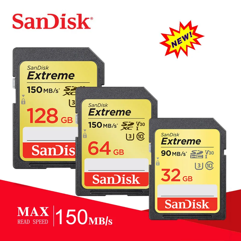 SanDisk 32 Гб 64 SD карта класс 10 памяти U3 SDHC SDXC 128 ГБ UHS-I 256 макс. 170 МБ/с./с 16 Carte для камеры |