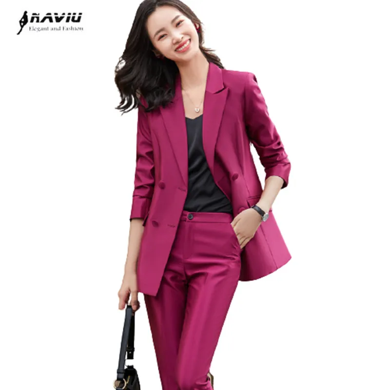 Spring Women Pants Suit New Casual All-Match Fashion Temperament Slim Blazer and Trousers Office Ladies Business Work Wear