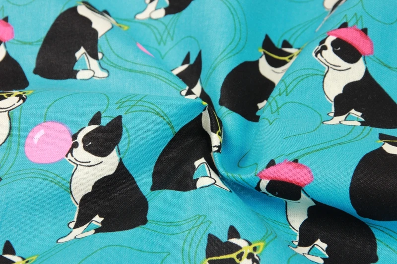 Мультяшный Французский бульдог шитье хлопчатобумажная Поплиновая ткань сделай