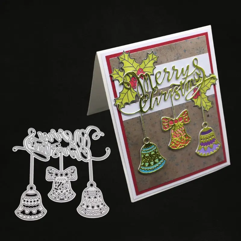 Merry Christmas Bell металлические режущие штампы Трафаретный Скрапбукинг DIY штамп для