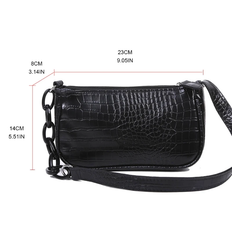

Crocodile Pattern Underarm Handbag for Women Candy Color Acrylic Chain Ladies Small Shoulder Bags PU Leather Armpit Bag
