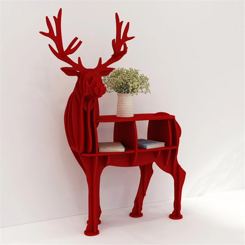 Модная 3D деревянная полка в форме лося декоративная подставка для растений