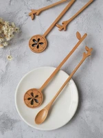wood stirring spoon mini honey stirrer creative lemon twig pattern mixer stir bar long handle coffee mixing dipper