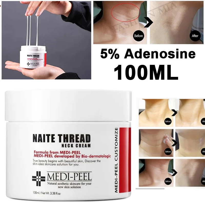 

Korea hydrolyzed collagen peptides for face Peptide Thread Neck Cream anti wrinkle anti aging whitening skin 5% adenosine 100ml