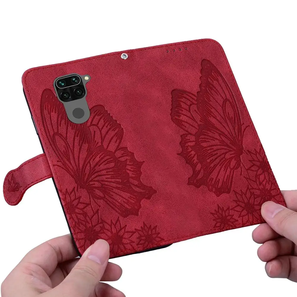 3D Butterfly Leather Case For Xiaomi Redmi Note 10 9 8 Pro 9T Purse Funda Red MI 8A 9A 10T Lite M3 Flip Wallet Coque | Мобильные
