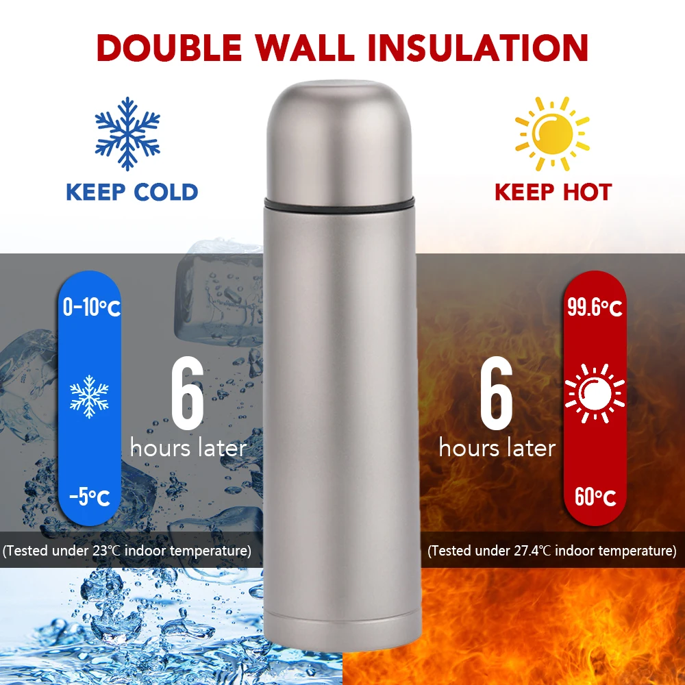 

Lixada 100% Titanium Double Wall Bottle Vacuum Insulated Water Bottle Flask Outdoor Sports Leak Proof Water Bottle 500ml/450ml