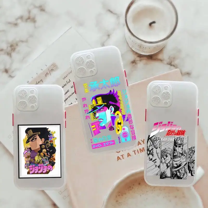 

JoJo's Bizarre Adventure Phone Case For iPhone 12 11 Mini Pro XR XS Max 7 8 Plus X Matte transparent White Cover