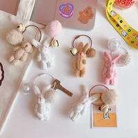 kawaii cartoon rabbit doll keychain backpack pendant cute schoolbag doll plush ins bag decoration couple friends pendants gifts