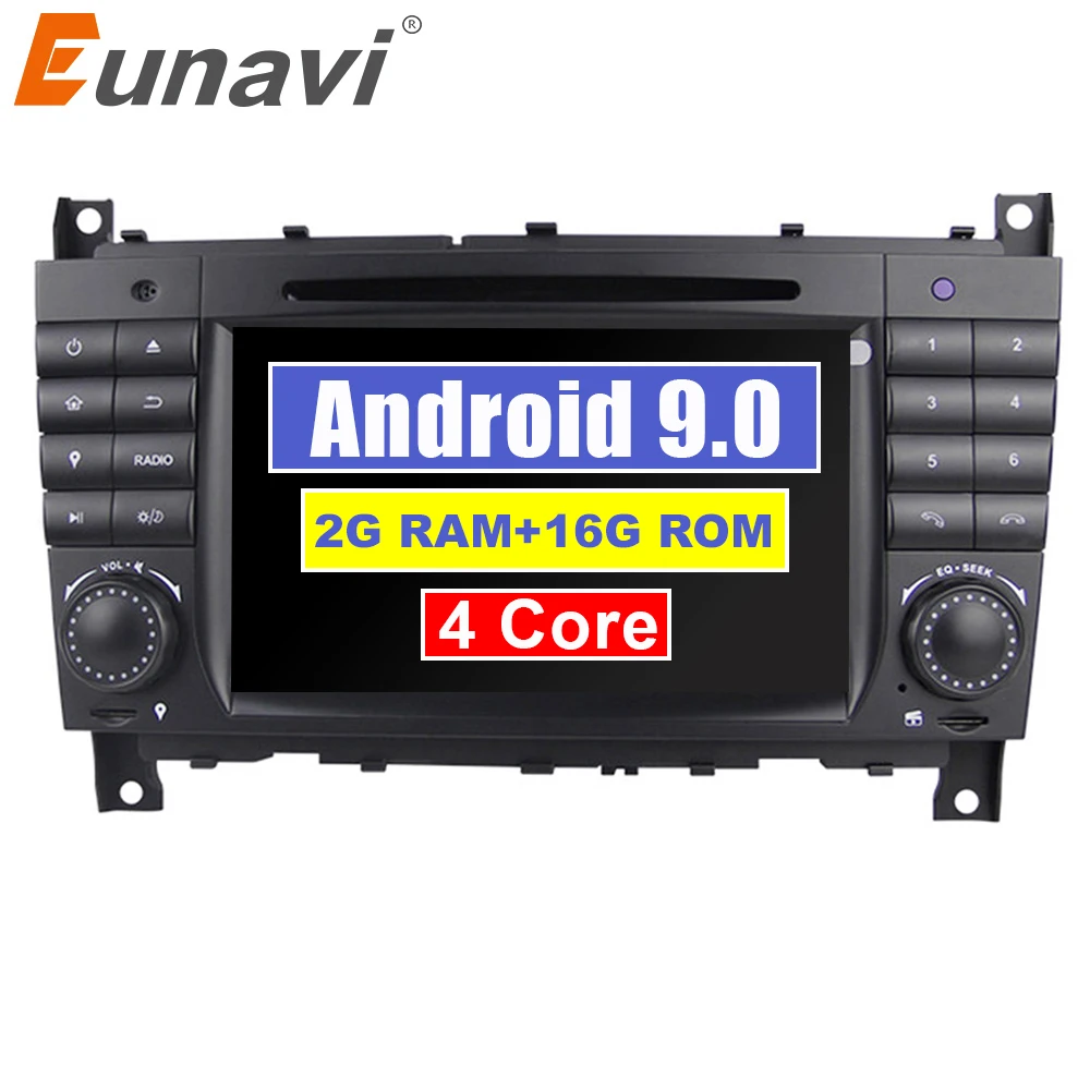 Eunavi 2 Din Android 9 0 автомобильный dvd-плеер радио GPS для c-класса W203 2004-2007 Clk W209 2005 A-w168 1998 2002