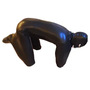 Комбинезон мужской из искусственной кожи, черный, с начесом для пениса