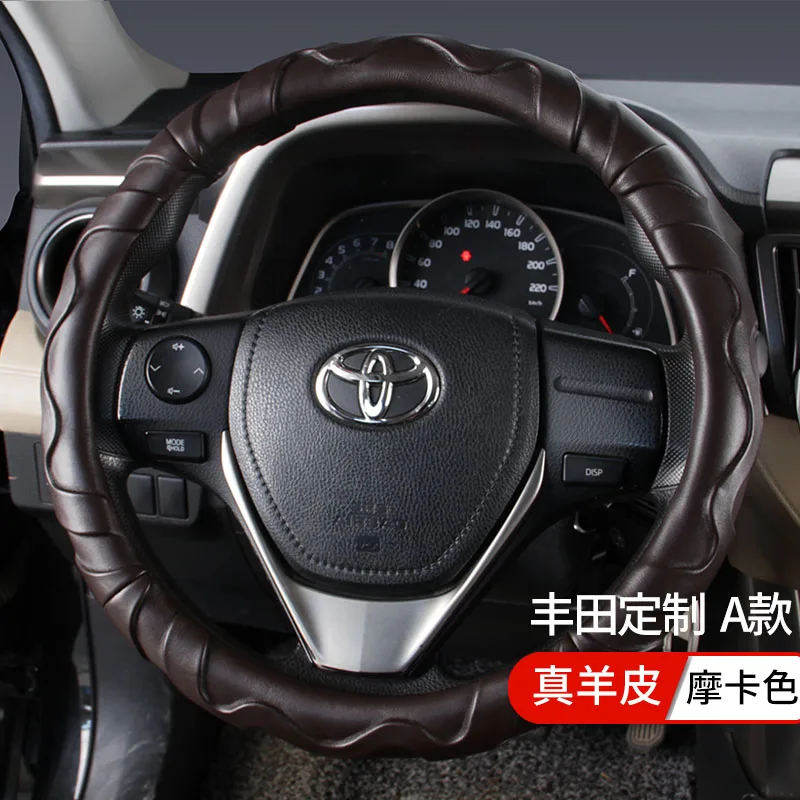 

Car Sheepskin Steering Wheel Cover 15 Inch/38cm for Toyota All Models MarkX Altis Crown Estima Camry Corolla Car Accessories