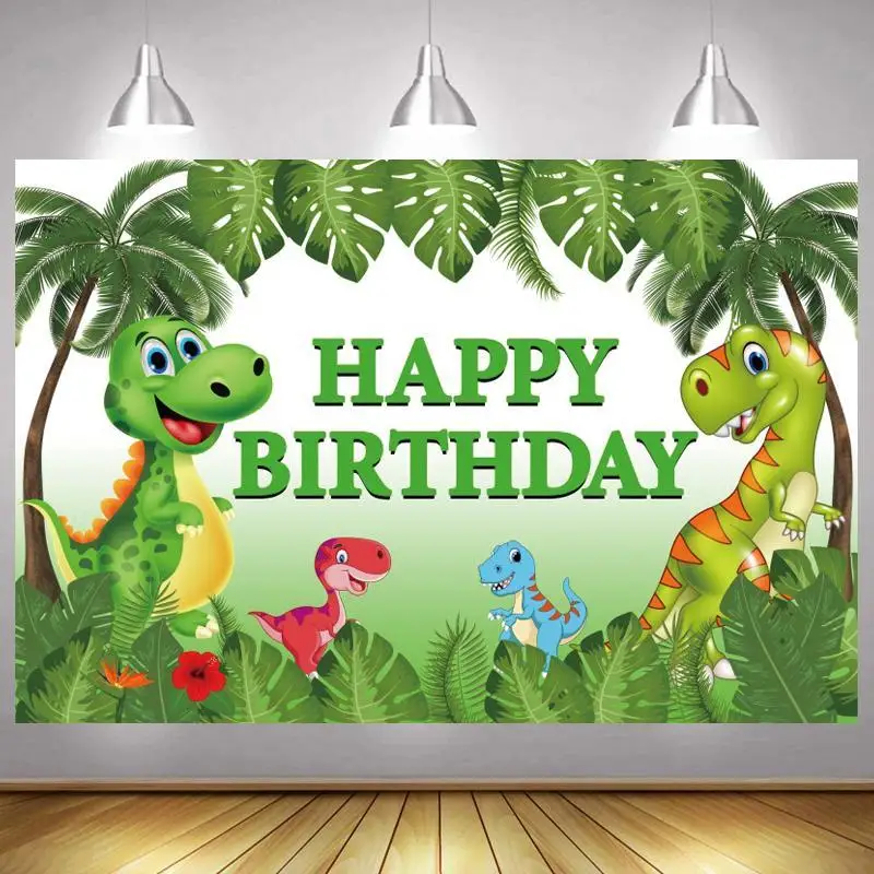 

Фон для фотосъемки с изображением динозавра пальмы джунглей животных сафари дикой вечеринки на день рождения Декор для мальчиков фотограф...
