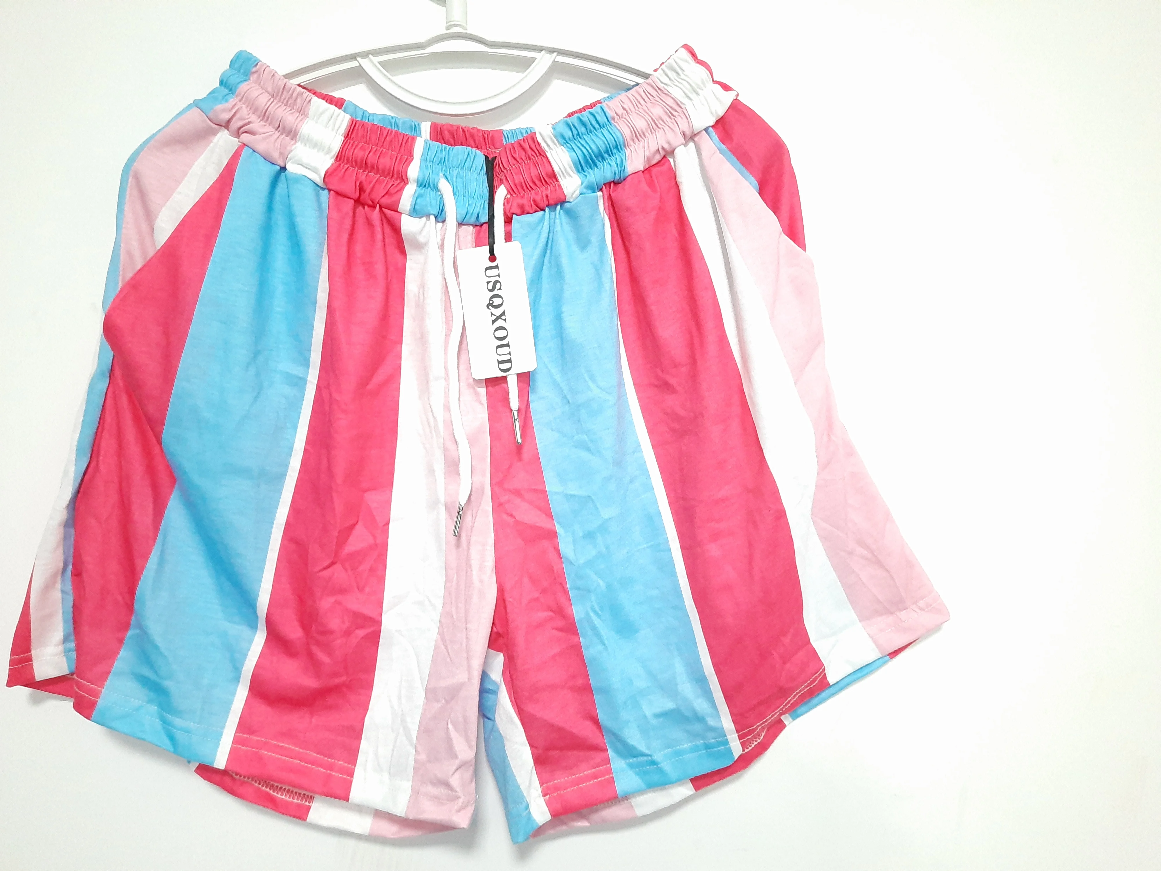 

USQXOUD Summer blue and white striped cool shorts