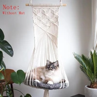 cotton handwoven tapestry pet cat hammock bed swing bohemian wall hanging macrame for home bedroom decoration without mat