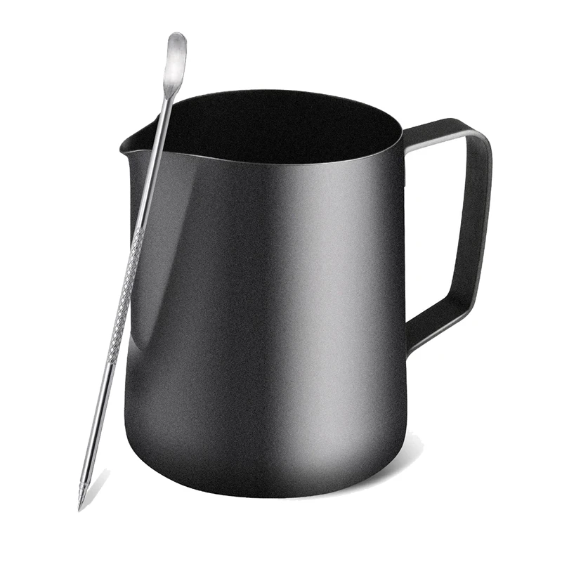 

Кувшин для взбивания молока, кувшин для взбивания молока и кофе из нержавеющей стали, 900 мл (32 унции) для приготовления капучино эспрессо (чер...