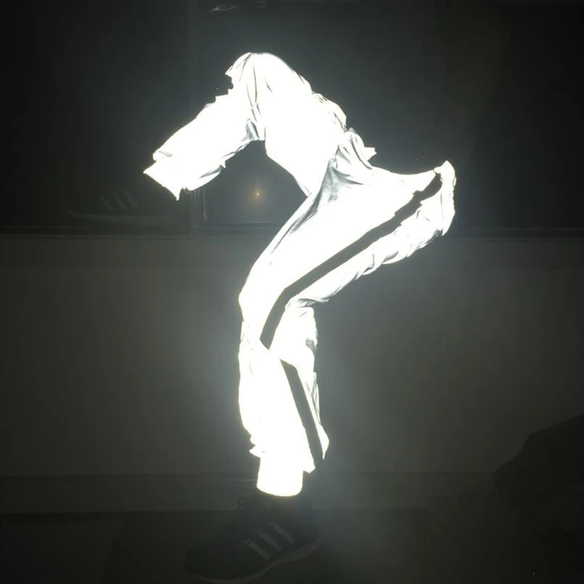 Сетчатые Светоотражающие Брюки с боковой молнией мужские брюки пуговицами и