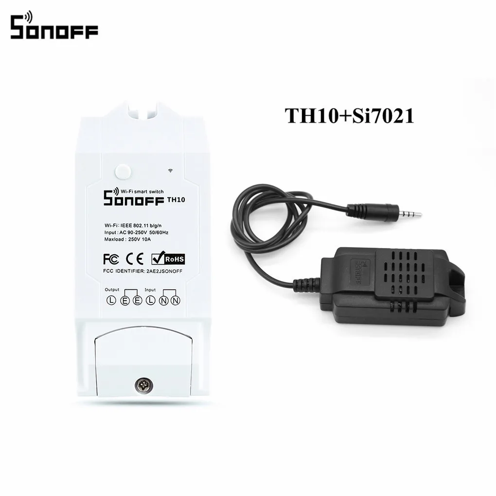 TH10 and Si7021 Sonoff TH16 умный переключатель Wi-Fi Мониторинг температуры и влажности Wifi умный переключатель домашний комплект автоматизации работает с Alexa Google Home - Комплект: TH10 and Si7021