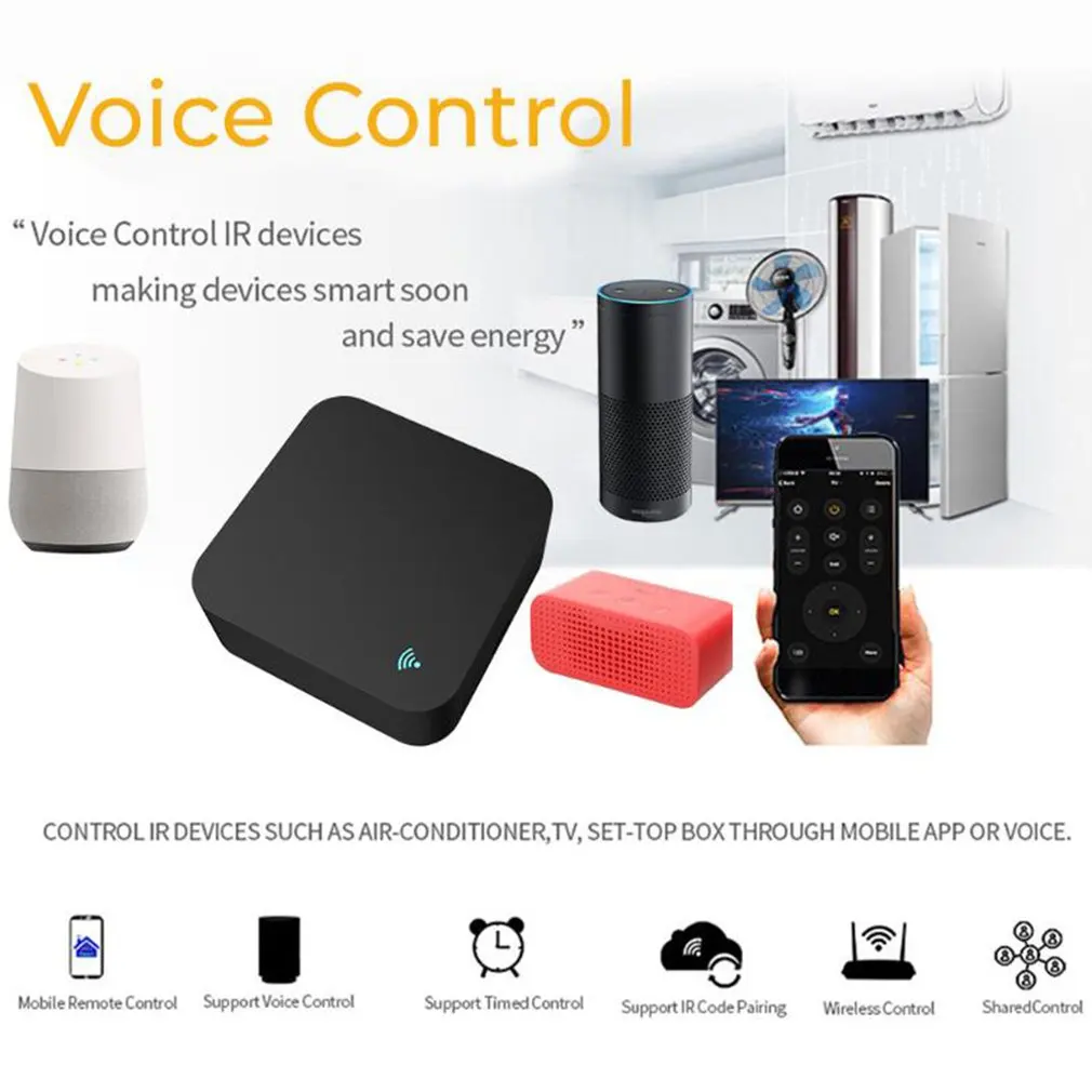

Universal Voice Control Remote Control For Smart Home Wi-fi IR Tuya For TV DVD AUD AC Works With Alexa Home