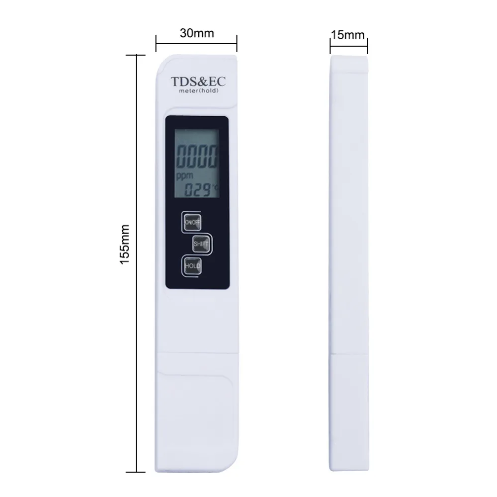 Medidor TDS/EC profesional, medidor EC, Digital, LCD, a prueba de agua, bolígrafo, filtro de pureza, Monitor de calidad del agua con batería