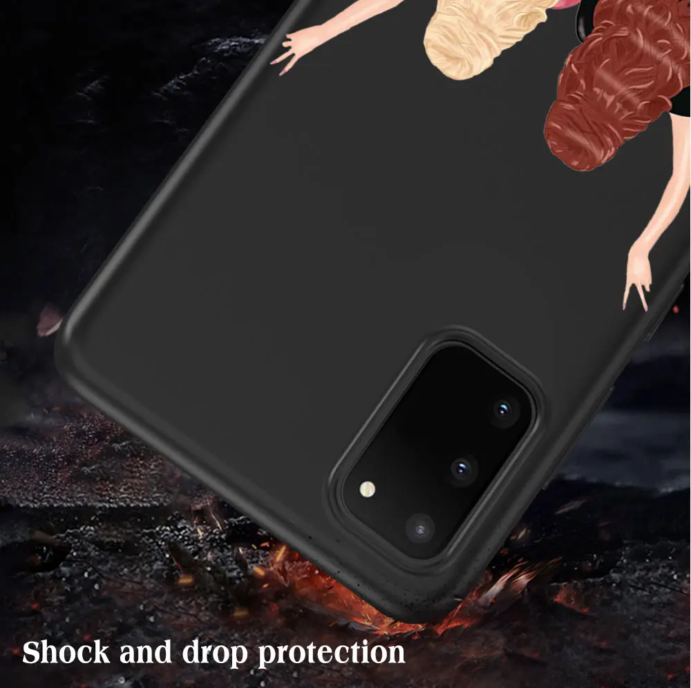

Fashion Girl Travel Case For Samsung A51 A71 S21 S20 A50 A70 A20 A21S S10 S9 S8 Ultra Puls Note 20 10 Plus Black Cover Fundas