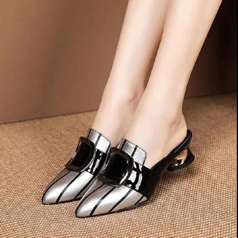 

Women Fashion Black Pu Leather Slip on Square Heel Pumps Lady Light Weight Comfort Spring Summer Heels Shoes Zapato Tacon H7051