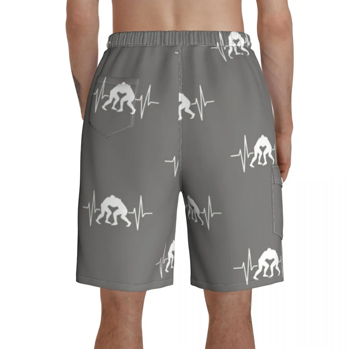 

Heartbeat Board Shorts Bathing Swimming Trunks Polyester Pattern Men Swim Trunks
