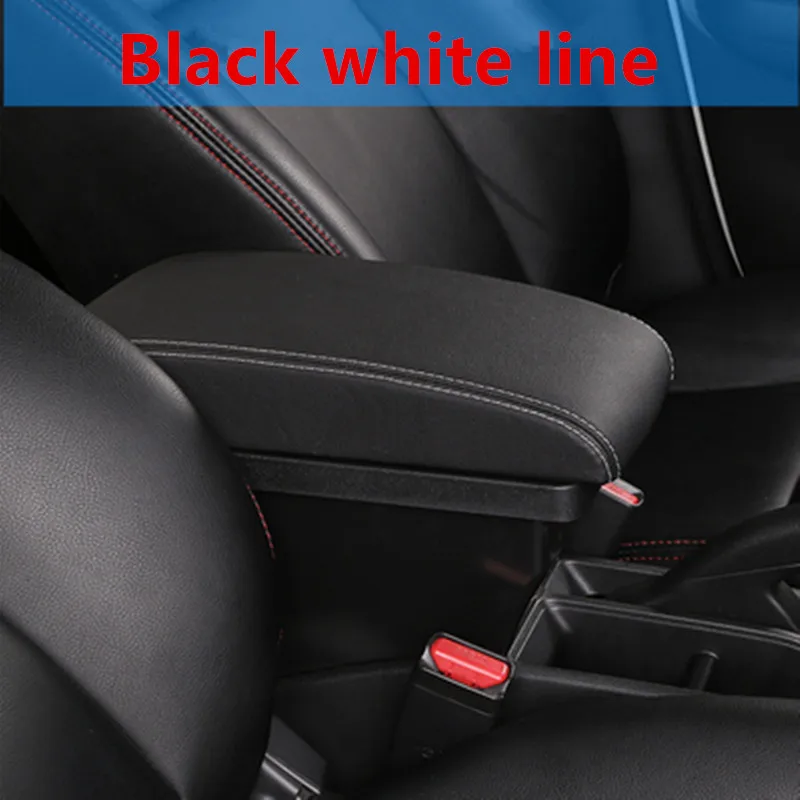 Для KIA K2 RIO 3 подлокотник коробка центральный магазин содержание коробка с подстаканником продукты интерьер автомобиля-Стайлинг Аксессуары 2011 - Название цвета: Black white line