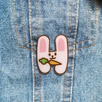 cute aniaml pins vintage womens brooch cartoon rabbit letter h badges lapel pin hat coat accessories jewelry christmas gifts