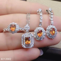kjjeaxcmy fine jewelry natural garnet 925 sterling silver women pendant necklace ring earrings set support test luxury exquisite