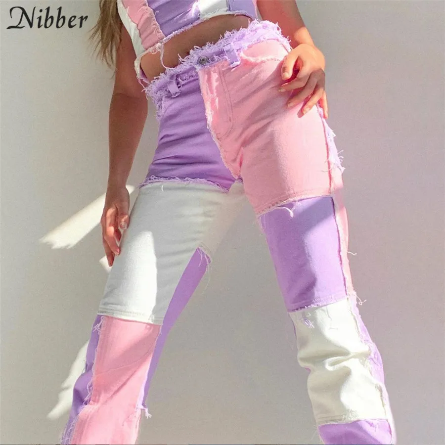 Фото NIBBER Мода 2020 женская уличная одежда с высокой талией прямые брюки в стиле хип хоп