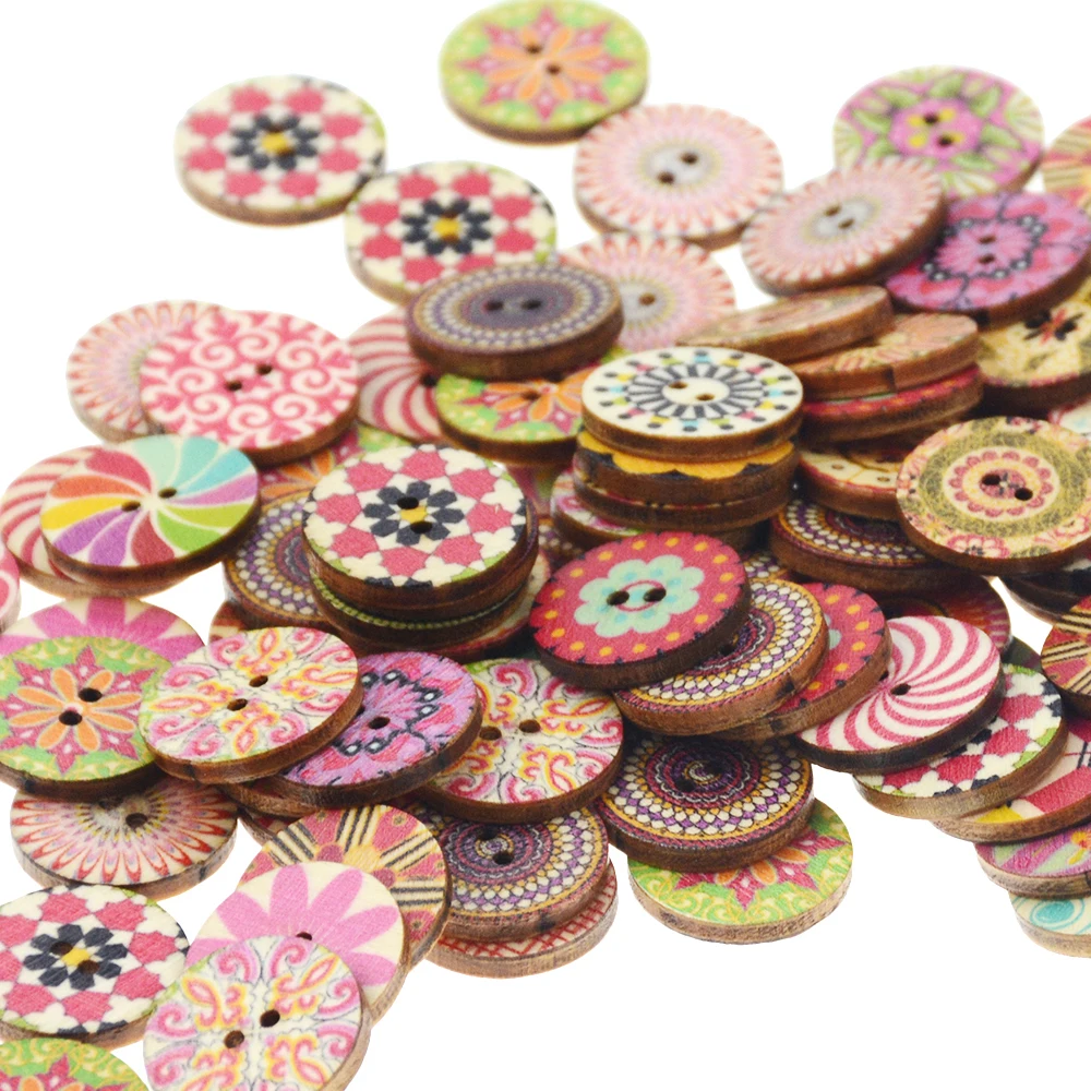 100 шт. большое количество 20 мм пуговицы в ретро стиле для шитья деревянные