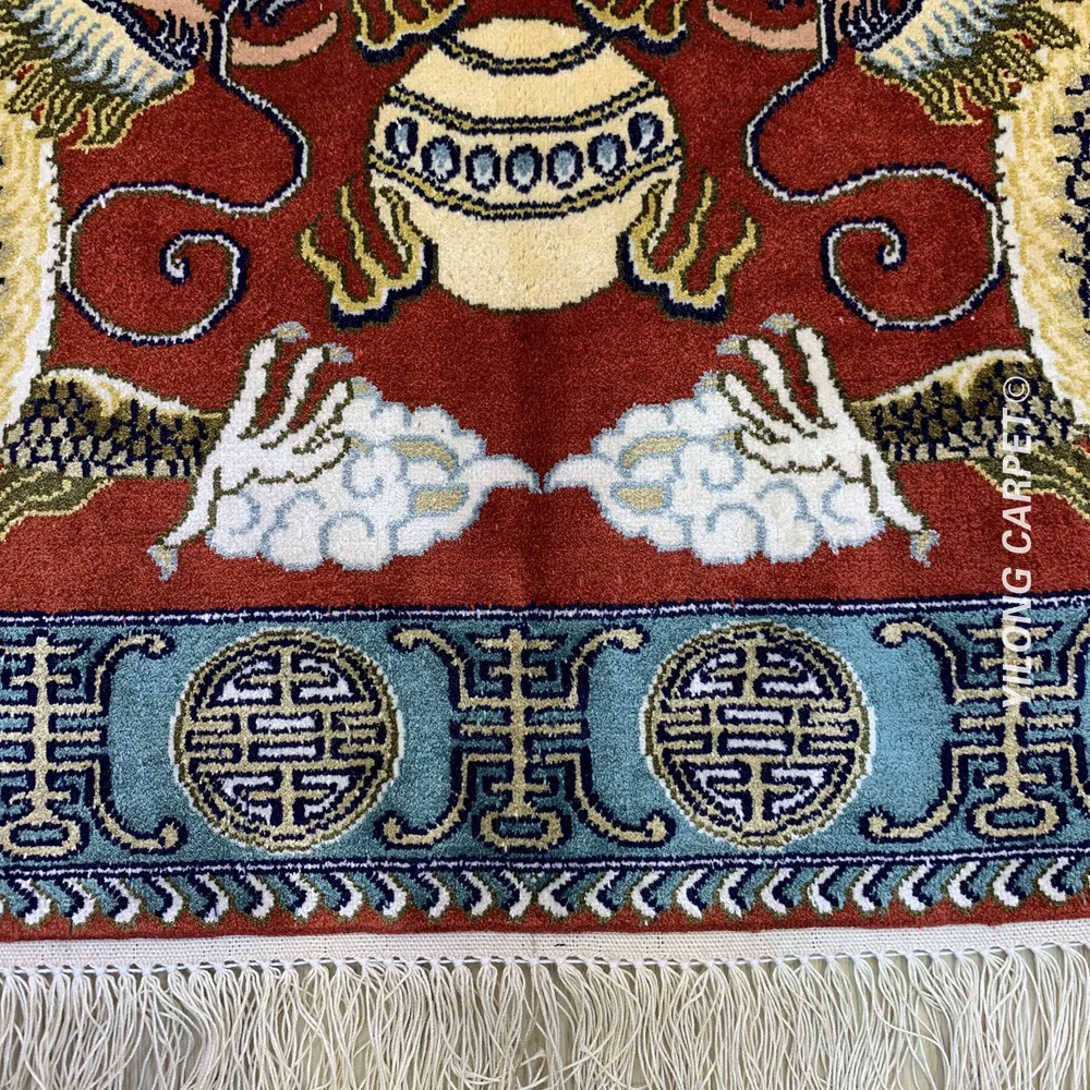 Yilong 2 'x 3' высокая плотность ковер Дракон гобелен красный маленький восточные