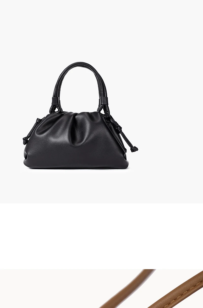 women handbag cowhide Shoulder bag fashion pleated cloud bag