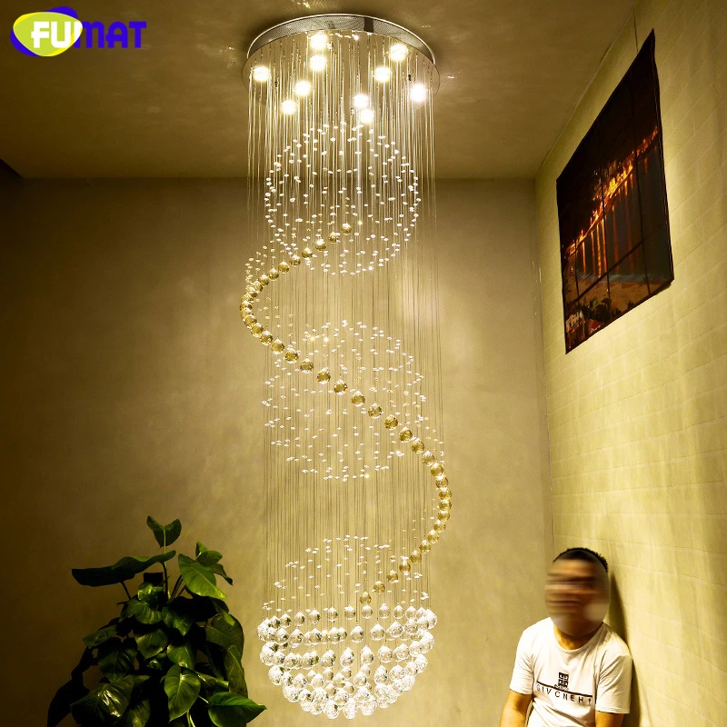 売る Fumat K9-クリスタルシャンデリア,芸術的なモダンなスパイラル天井ランプ,大型LED照明,ホテル用