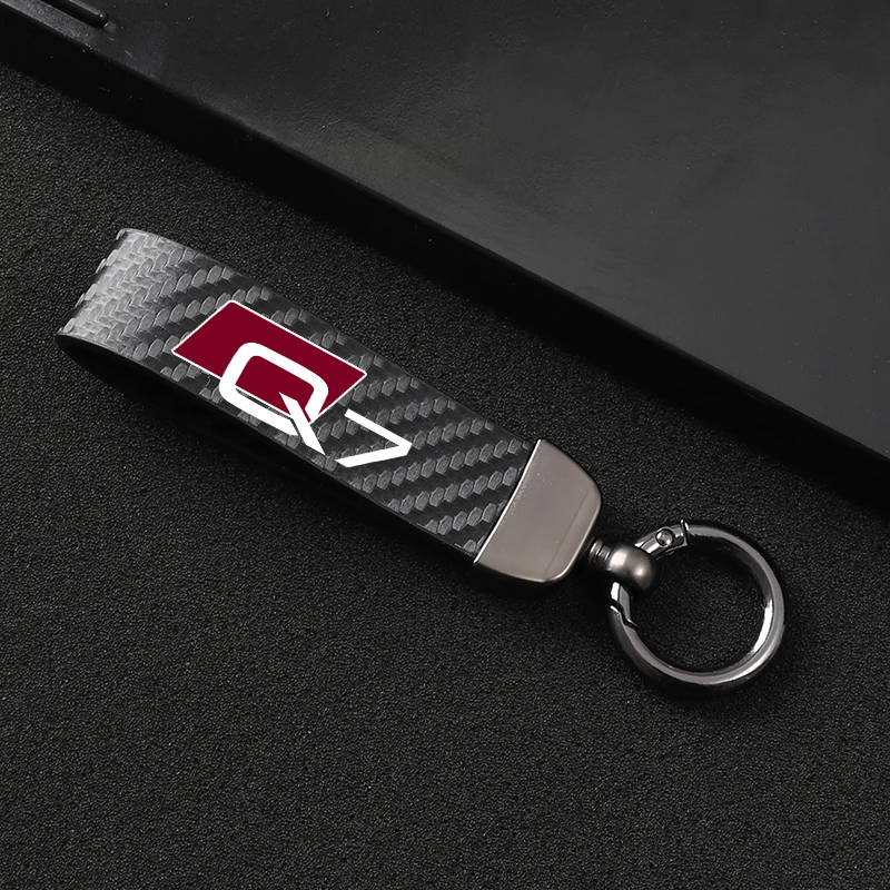 High-Grade Leather Car KeyChain 360 Degree Rotating Horseshoe Buckle Jewelry Key Rings for audi Q7 car Accessories | Автомобили и