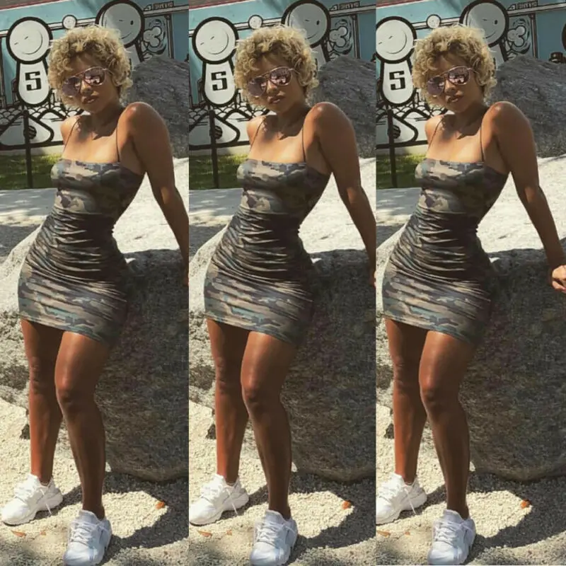 Летние сексуальные мини платье женское сексуальное на камуфляжной расцветки без